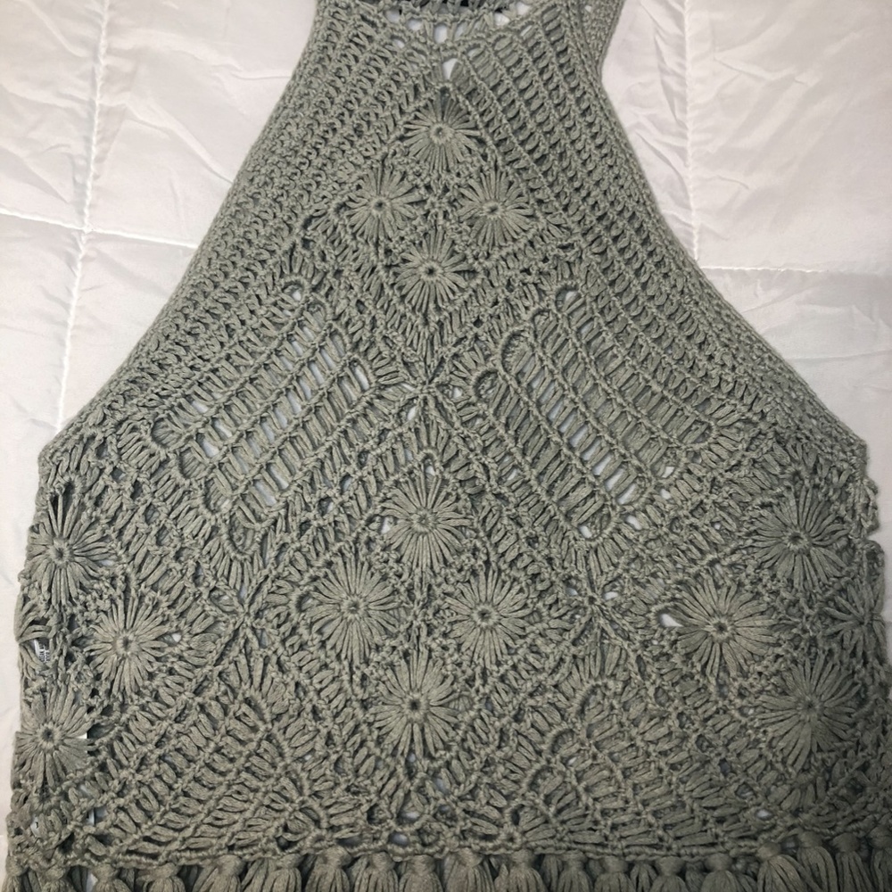 Forever 21 Crop Top Knitted Sz S Grey - Picture 3 of 3
